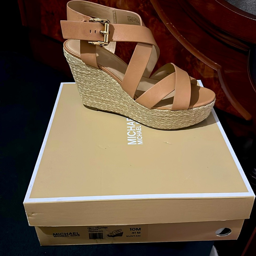 Brand new Michael Kors Celia wedge leather